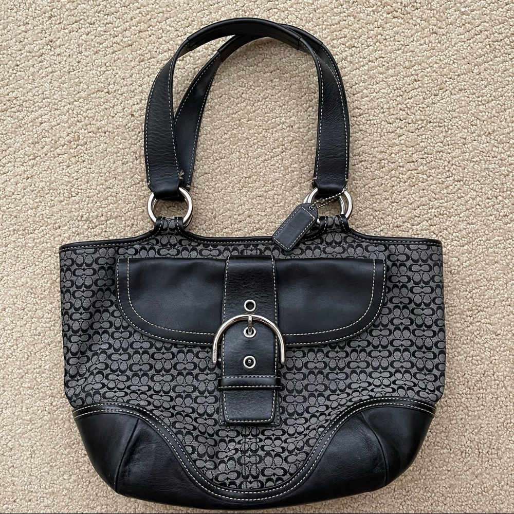 Coach signature canvas and leather shoulder bag